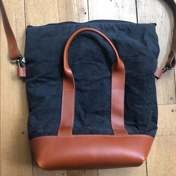 R. Riveter Finn Canvas & Leather Crossbody Tote. - Picture 1 of 4